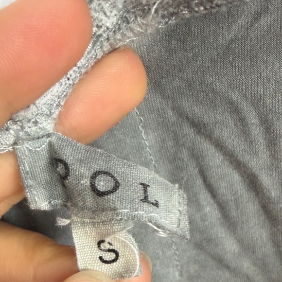 POL Lace Trim Peplum Top Gray Boho Romantic Blouse - Size Small - Picture 8 of 12